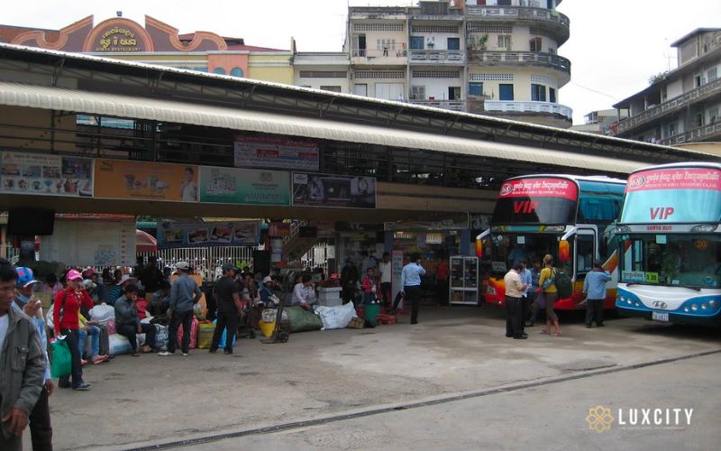 Overview about bus station in Cambodia